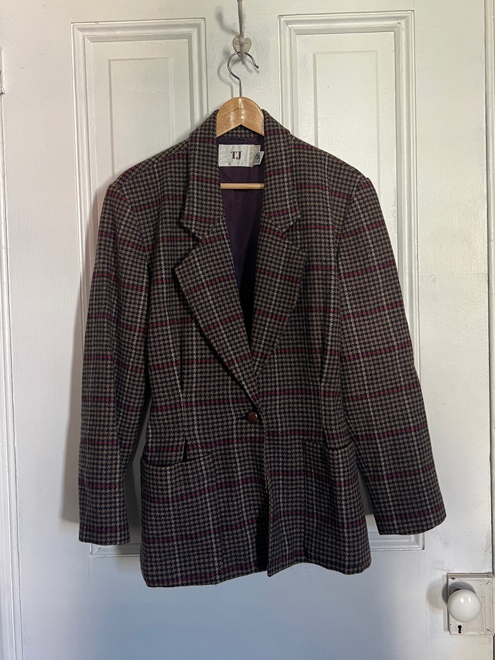 Vintage 100% Wool Houndstooth Blazer